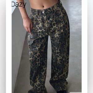 Leopard Cheetah Print Wide-Leg Pants